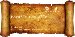 Mazák Adolár névjegykártya
